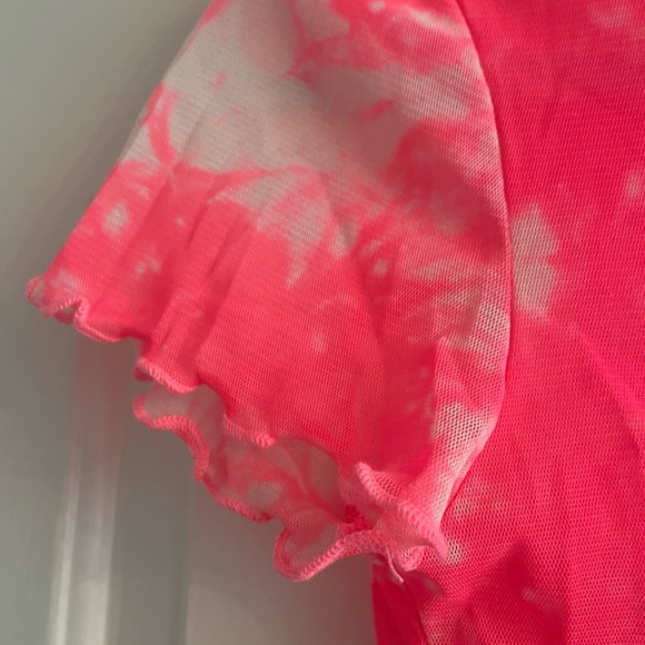 Neon Pink Mesh Crop top Medium - Picture 3 of 6